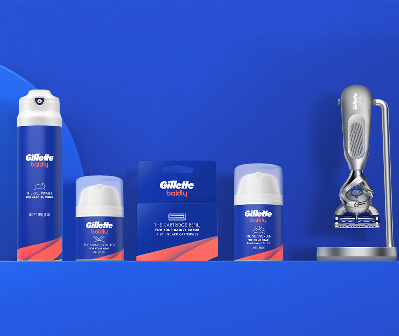Gillette baldly Head Shaving System – Razor, Shave Gel, Moisturizer & SPF